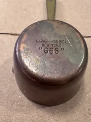 Vintage Bazar Francais New York "666" Copper Butter Melter Pan #2