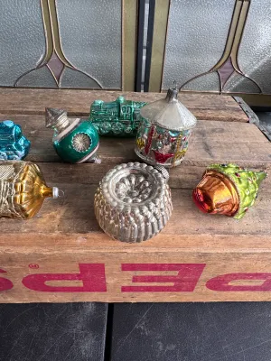 Vintage German Figural Blown Glass Christmas Ornaments - Lot of 10