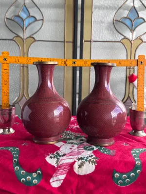 Jingfa "Dragon-scale" network pattern cloisonné enamelware vases