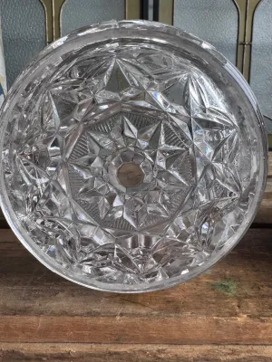 Antique Art Nouveau Cut Glass Jar with Repousse Metal Lid