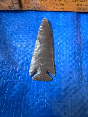 Hand-Knapped Obsidian Arrowhead Spear Point - Approx. 3.5 Inches