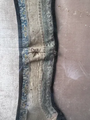 Antique Chinese Embroidered Silk Collar Band, Framed