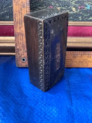 Antique Hand-Carved Wooden Tramp Art Box