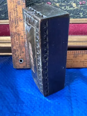 Antique Hand-Carved Wooden Tramp Art Box