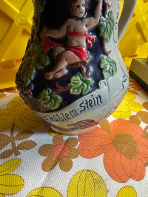 Vintage Original Thewalt Western Germany 1L Ceramic Wine Pitcher