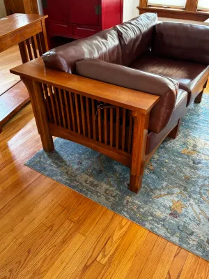 Mission Style Oak & Leather Loveseat