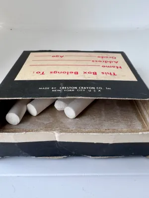 Vintage Creston White Chalk Box with Chalk Pieces