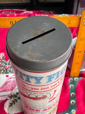 Vintage Colgate Cavity Fighter's Bank Cardboard & Metal Coin Bank