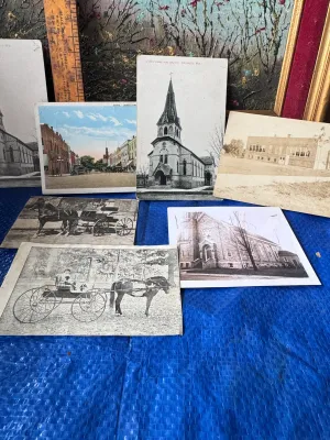 Vintage Wisconsin Postcards Lot - Columbus, WI & Horse Carriages