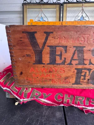 Vintage Yeast Foam Wooden Advertising Crate