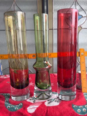Vintage Mid-Century Modern Art Glass Bud Vases - Set of 3