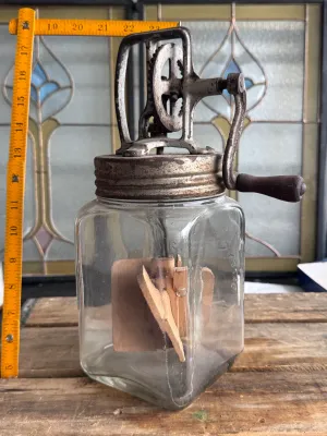 Antique Dazey Churn No. 20 2-Quart Glass Butter Churn
