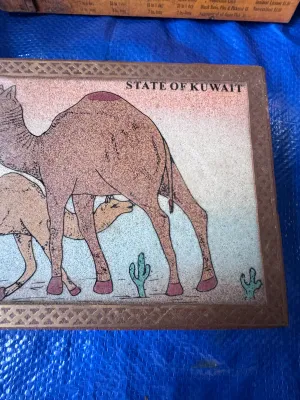 Vintage State of Kuwait Sand Art Wooden Keepsake Box