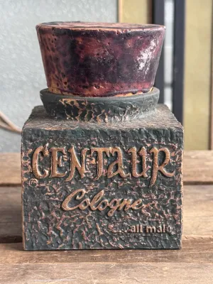Vintage 1964 Centaur Cologne Ceramic Bottle with Large Cork Stopper