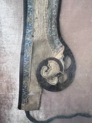 Antique Chinese Embroidered Silk Collar Band, Framed