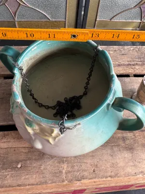 Vintage Weller Pottery Wild Rose Hanging Planter