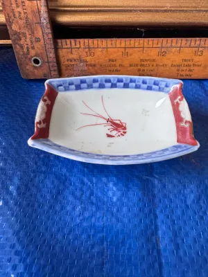 Japanese Arita Ware Porcelain Shrimp Motif Small Dish