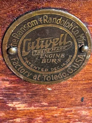 Antique Ransom & Randolph Cutwell Dental Bur Wooden Cabinet Box