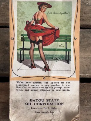 Vintage 1959 Bayou State Oil Corp Pin-Up Calendar Notepad