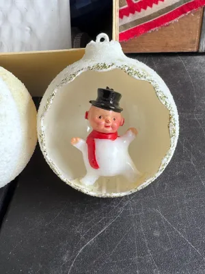 Vintage Diorama Christmas Ornaments - Angels & Snowman -