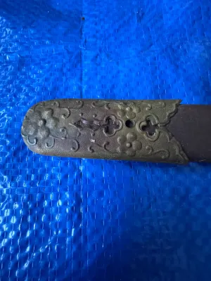 Vintage Japanese Tanto Style Dagger with Ornate Brass Scabbard & Hilt