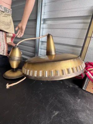 Vintage Mid-Century Modern Moe Light UFO Pull Down Pendant Lamp