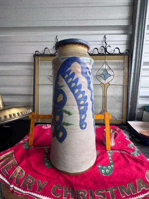 Large Studio Pottery Stoneware Vase Signed MC