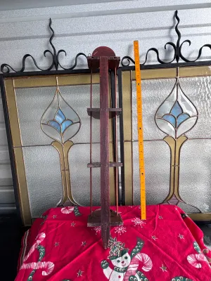 Vintage Wooden Wall-Hanging Spindle Shelf