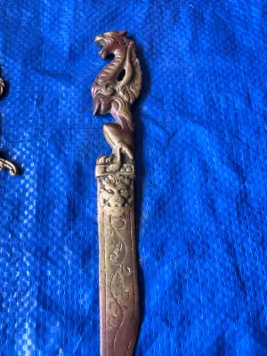 Vintage Ornate Brass Dragon and Lion Letter Opener