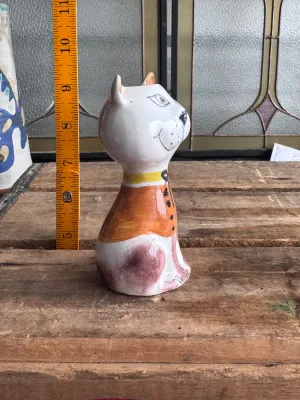 Vintage Italian Hand-Painted Ceramic Cat Figurine