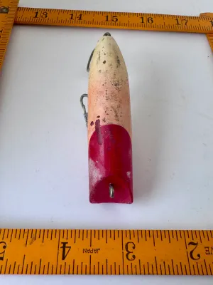 Vintage Wooden Popper Fishing Lure - Red and White