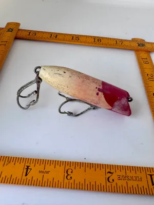 Vintage Wooden Popper Fishing Lure - Red and White
