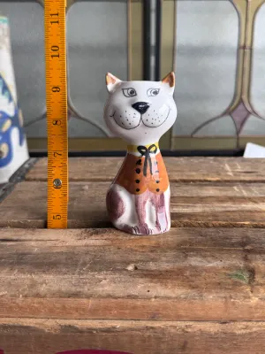 Vintage Italian Hand-Painted Ceramic Cat Figurine