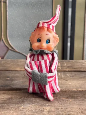 Vintage Japan Red and White Striped Christmas Pixie Elf Figurine