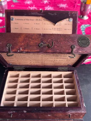 Antique Ransom & Randolph Cutwell Dental Bur Wooden Cabinet Box