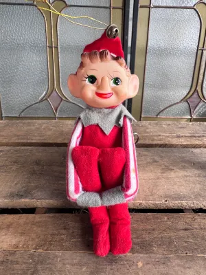 Vintage Japan Felt Pixie Elf Christmas Ornament