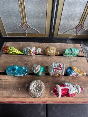 Vintage German Figural Blown Glass Christmas Ornaments - Lot of 10