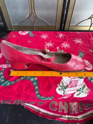 Vintage Tropicals Red Leather Mary Jane Heels - Made in Italy