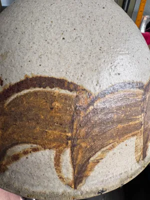 Large Studio Pottery Stoneware Bowl Signed J. Risi
