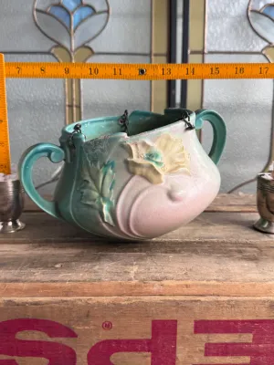 Vintage Weller Pottery Wild Rose Hanging Planter