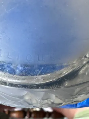 Lalique France Frosted Crystal Rose Bowl