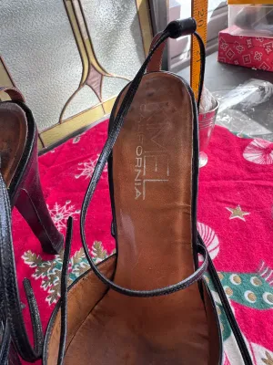 Vintage Kimel California Black Leather Strappy High Heels