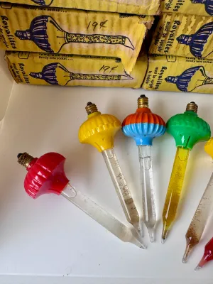 Vintage Royalites Bubble Christmas Lights with Original Boxes - Set of 6