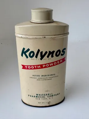 Vintage Kolynos Tooth Powder Metal Tin - Whitehall Pharmacal Co.