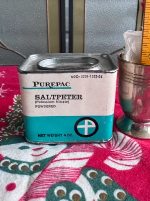 Vintage Purepac Saltpeter Powdered Tin - 4 oz.