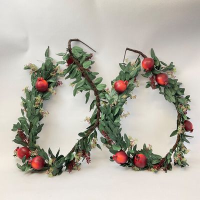 Pair of Faux Pomegranate and Eucalyptus Garlands