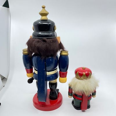 Vintage Wooden Soldier & King Nutcrackers - Set of 2
