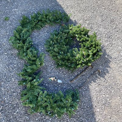 Pre-Lit Artificial Christmas Garland, Wreath, and Hangers Set