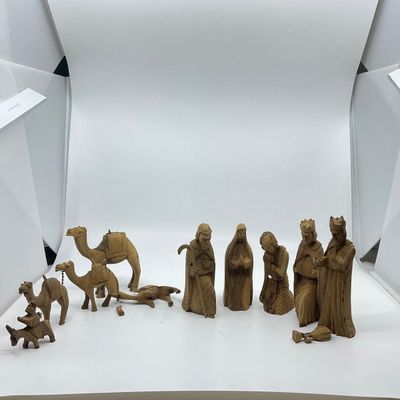 3296 Vintage German Handcarved Nativity Set
