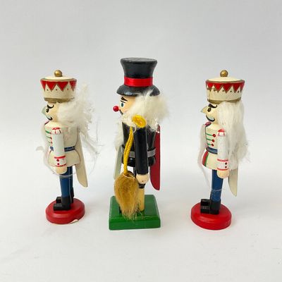 Vintage Erzgebirge Style Wooden Nutcrackers - Set of 3